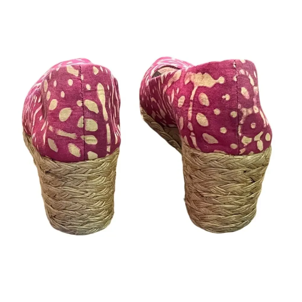 Lauren Ralph Lauren Cecilia Espadrille Peep Toe Wedge, Red/Pink Floral, Size 8